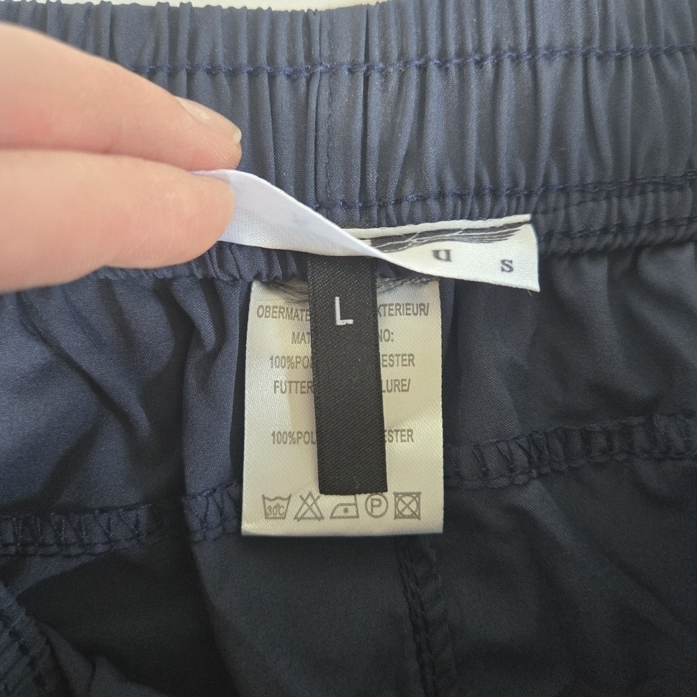 Icarus navy blue lightweight drawstring athletic shorts zip pockets sz L - Picture 5 of 8